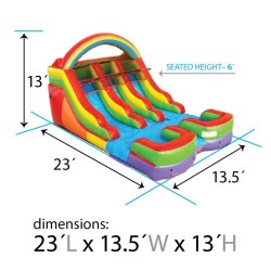 12 foot rainbow inflatable water slide double lane dimensions2 174 1 12' Rainbow Double Slide