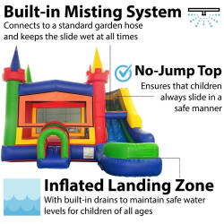 inflatable bounce house water slide modular rainbow graphic3 17496 1 Rainbow Modular Bounce House Slide Combo