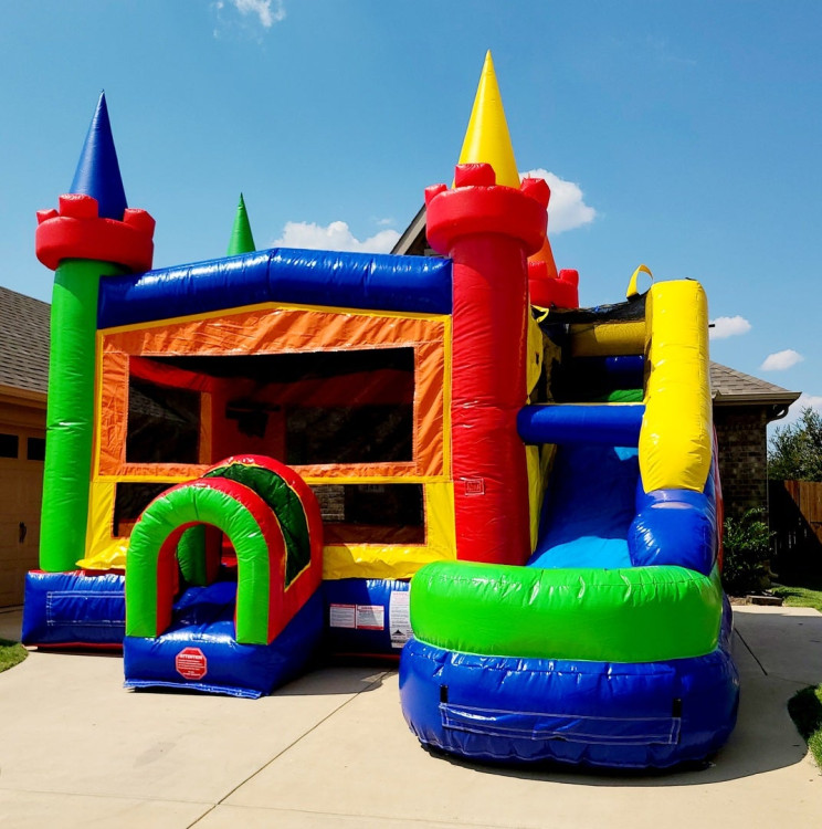 Rainbow Modular Bounce House Slide Combo